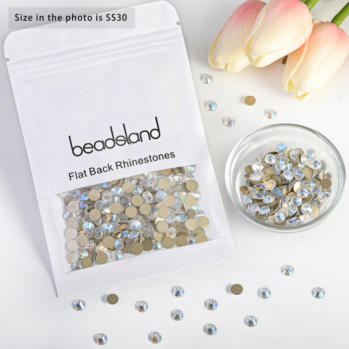 Beadsland Kristall-Strasssteine ​​mit flacher Rückseite, runde Edelsteine ​​für Nagelkunst und Bastelarbeiten, zum Kleben – Blue Moonlight