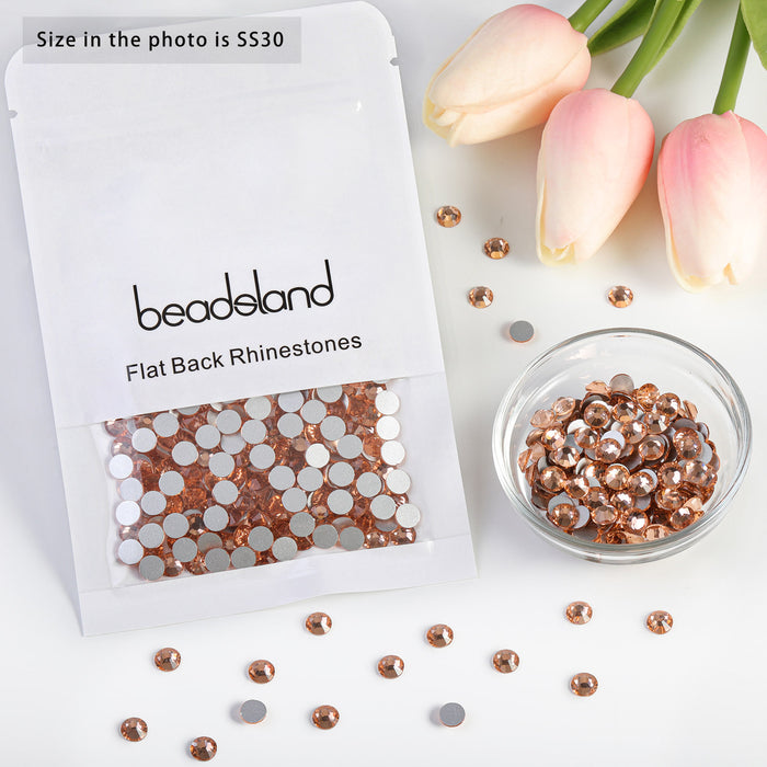 Beadsland Flat Back Crystal Rhinestones Round Gems For Nail Art And Craft Glue Fix - Champagne