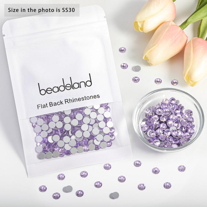 Beadsland Flat Back Crystal Rhinestones Round Gems For Nail Art And Craft Glue Fix - Violet