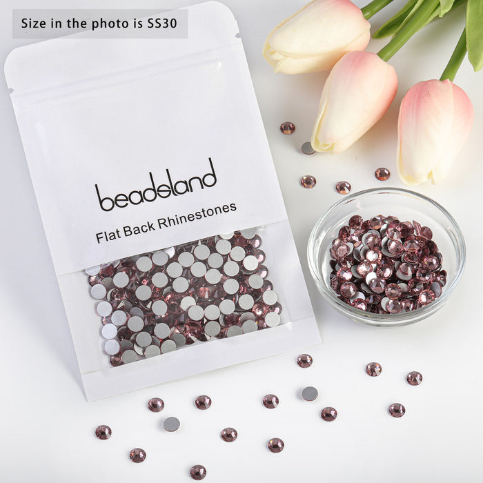Beadsland Flat Back Crystal Rhinestones Round Gems For Nail Art And Craft Glue Fix- Light purple