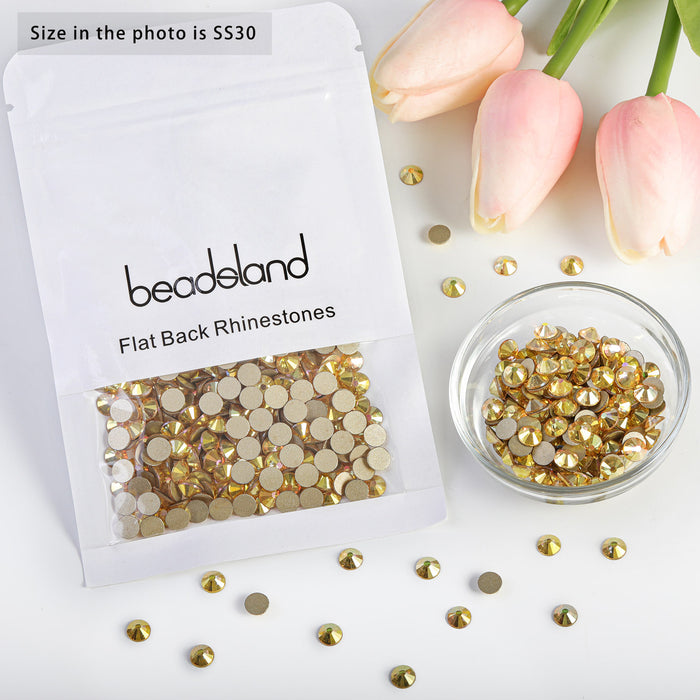 Beadsland Kristall-Strasssteine ​​mit flacher Rückseite, runde Edelsteine ​​für Nagelkunst und Bastelarbeiten, zum Kleben – Metalsunlight