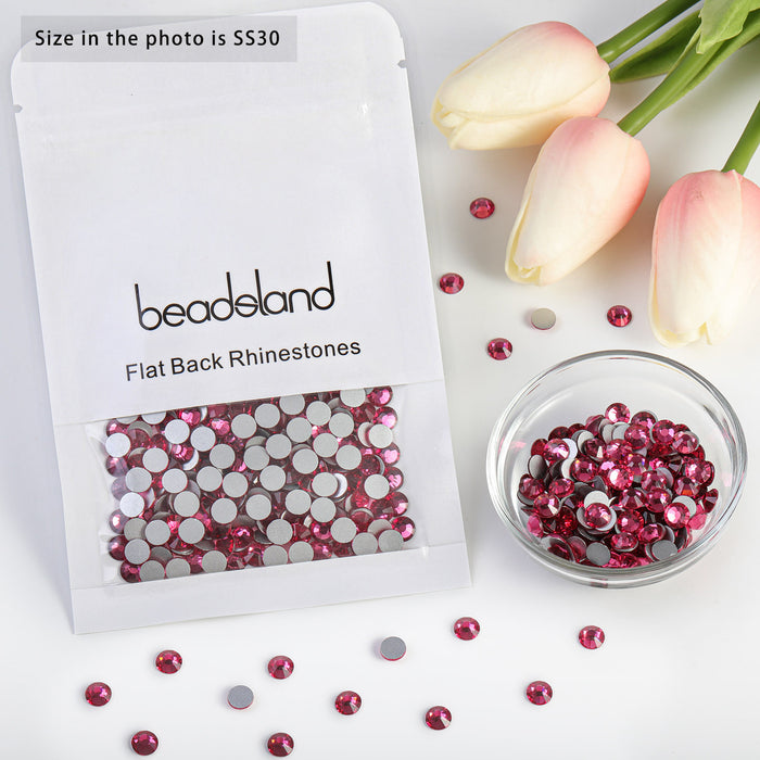 Beadsland Flat Back Crystal Rhinestones Round Gems For Nail Art And Craft Glue Fix- Rose