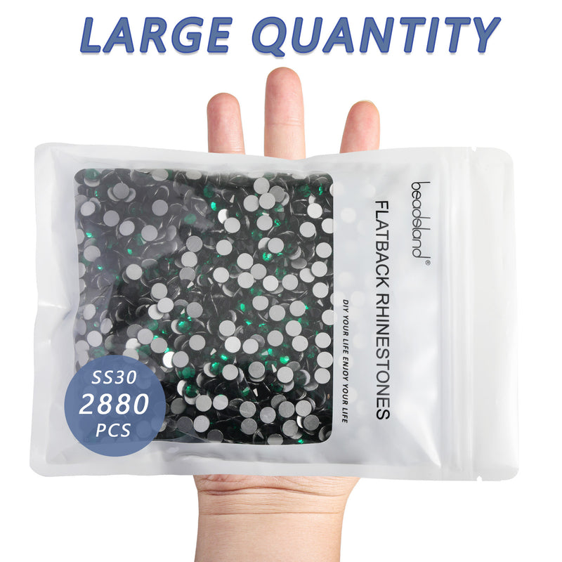 Beadsland Flatback Rhinestones a granel, 14400 piezas de diamantes de imitación para uñas, manualidades, ropa, decoración de bricolaje, SS6-SS30-Emerald