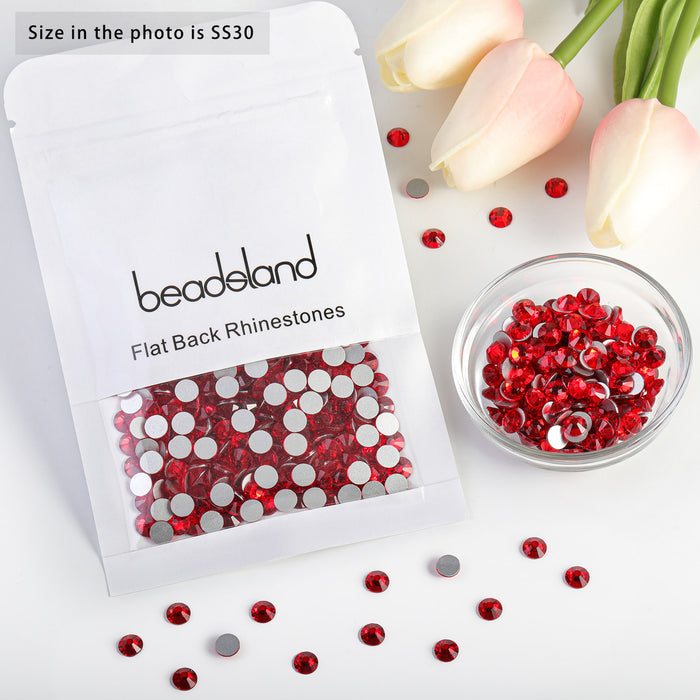 Beadsland Flat Back Crystal Rhinestones Round Gems For Nail Art And Craft Glue Fix - Light Siam