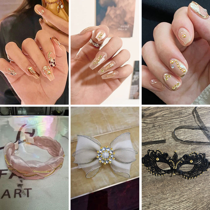Beadsland Kristall-Strasssteine ​​mit flacher Rückseite, runde Edelsteine ​​für Nagelkunst und Bastelarbeiten, zum Kleben – Metalsunlight