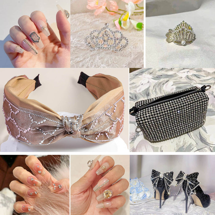 Beadsland Flat Back Crystal Rhinestones Gemas redondas para Nail Art y Craft Glue Fix - Cristal