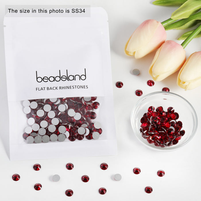 Beadsland Flat Back Crystal Rhinestones Round Gems For Nail Art And Craft Glue Fix- Dark Siam
