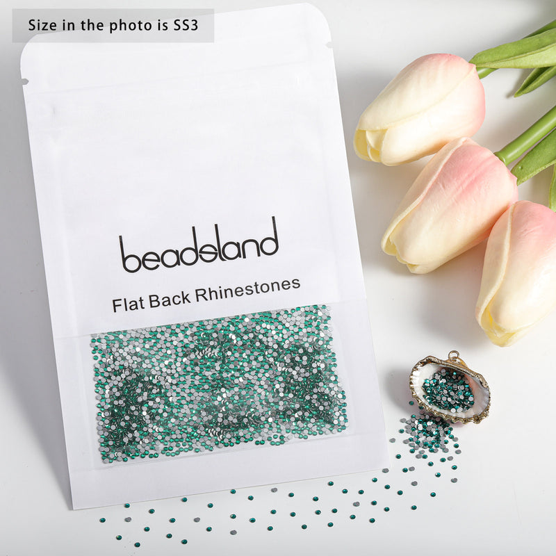 Beadsland Flat Back Crystal Rhinestones Round Gems For Nail Art And Craft Glue Fix - Blue Zircon