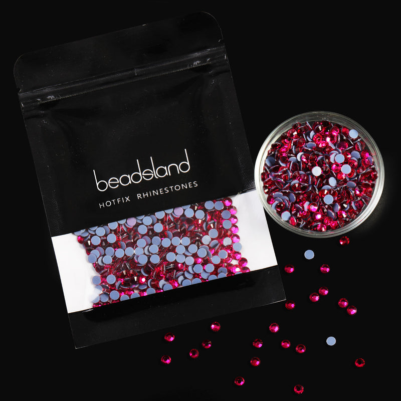Beadsland Hotfix Rhinestones, Crystal Rhinestones for Crafts Clothes DIY Decoration- Hot Pink