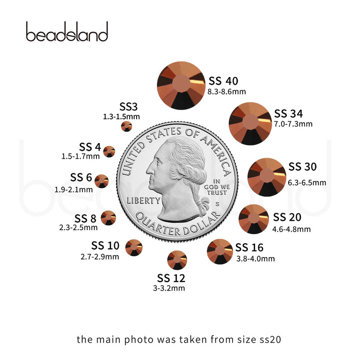 Beadsland Flat Back Crystal Rhinestones Round Gems For Nail Art And Craft Glue Fix- Rose Gold
