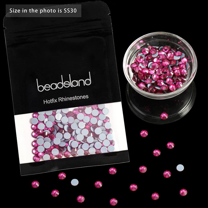 Beadsland Hotfix Rhinestones, Crystal Rhinestones para manualidades Ropa DIY Decoración-Fucsia