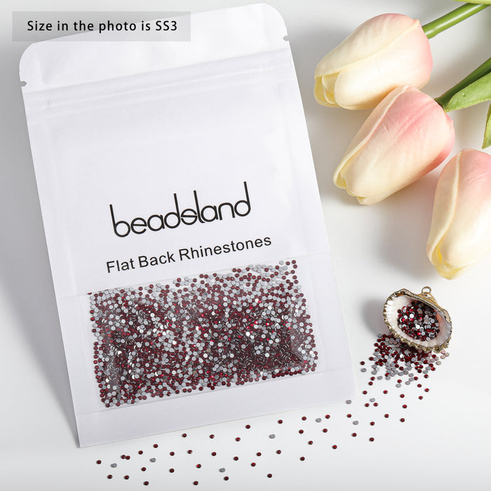 Beadsland Flat Back Crystal Rhinestones Round Gems For Nail Art And Craft Glue Fix- Dark Siam