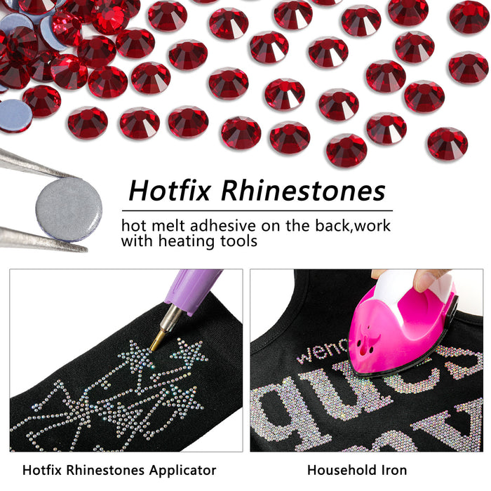 Beadsland Hotfix Rhinestones, Crystal Rhinestones for Crafts Clothes DIY Decoration- Siam