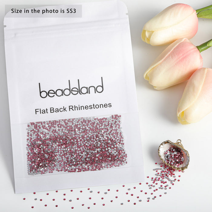 Beadsland Flat Back Crystal Rhinestones Round Gems For Nail Art And Craft Glue Fix- Rose