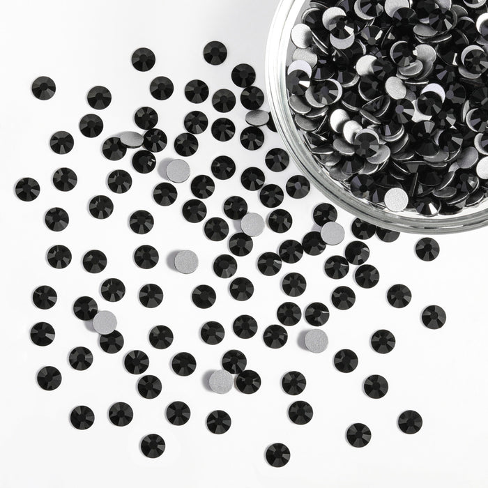 BULK Jet Black Glass FLATBACK Rhinestones