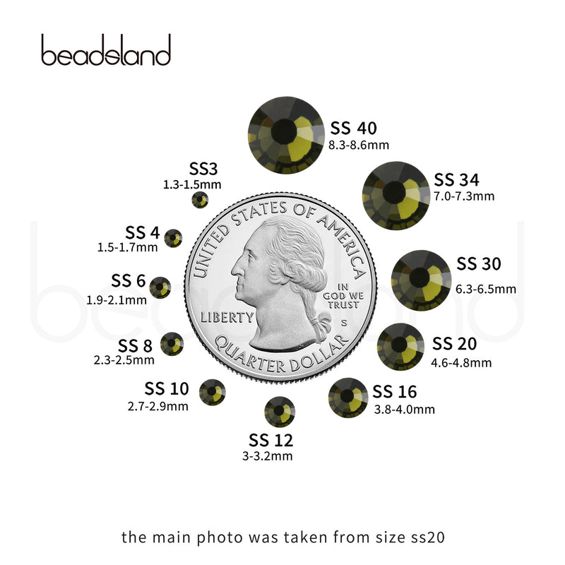 Beadsland Flat Back Crystal Rhinestones Round Gems For Nail Art And Craft Glue Fix- Olivine