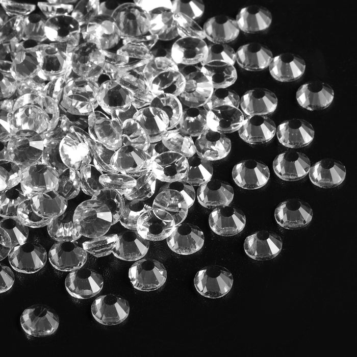 Beadsland Flat Back Crystal Rhinestones Round Gems For Nail Art And Craft Glue Fix - Transparent