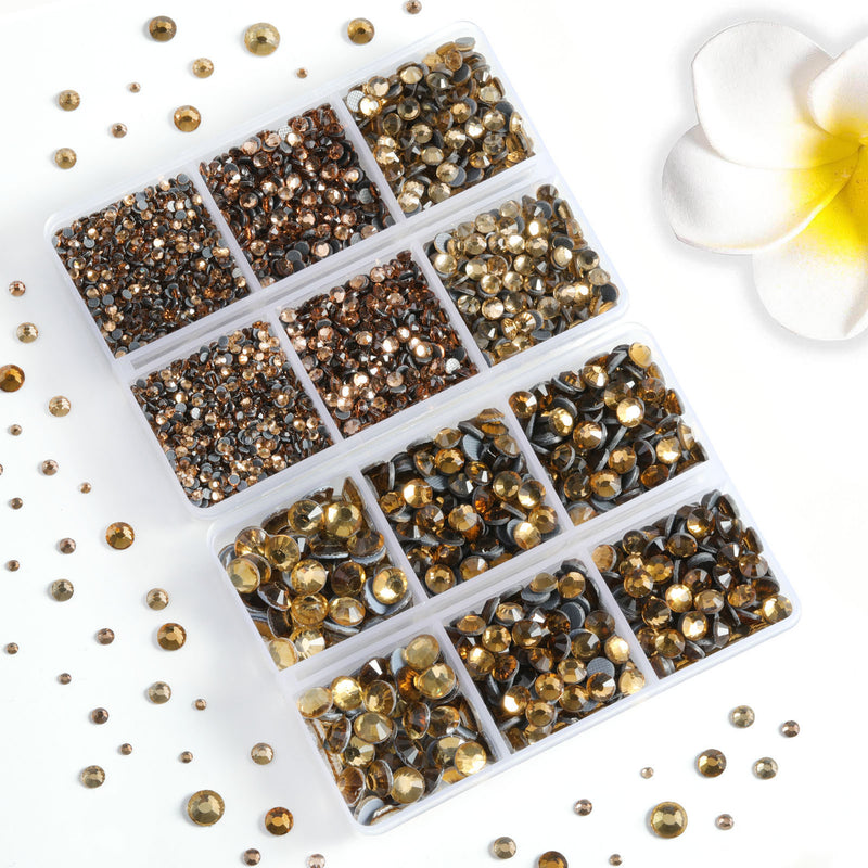 6736pcs Hotfix Rhinestones for Crafts Clothes Mixed 5 Sizes, Hotfix Crystals with Tweezers and Wax Pencil Kit, SS6-SS30- Light Colorado Topaz