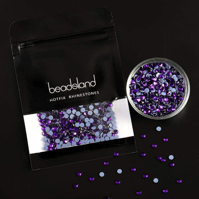 Beadsland Hotfix Rhinestones, Crystal Rhinestones for Crafts Clothes DIY Decoration- Pure Purple