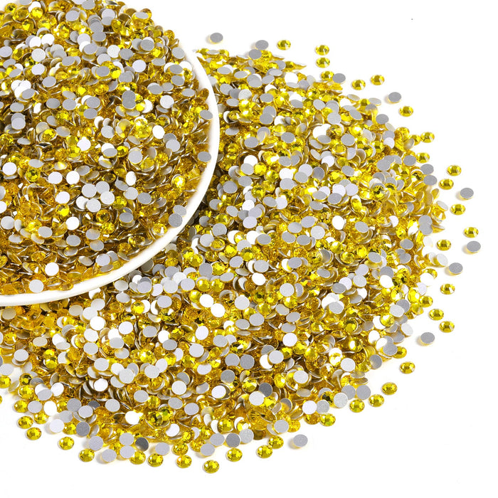 Beadsland Flatback Rhinestones a granel, 14400 piezas de diamantes de imitación para uñas, artesanías, ropa, decoración de bricolaje, SS6-SS30-Lemon Yellow