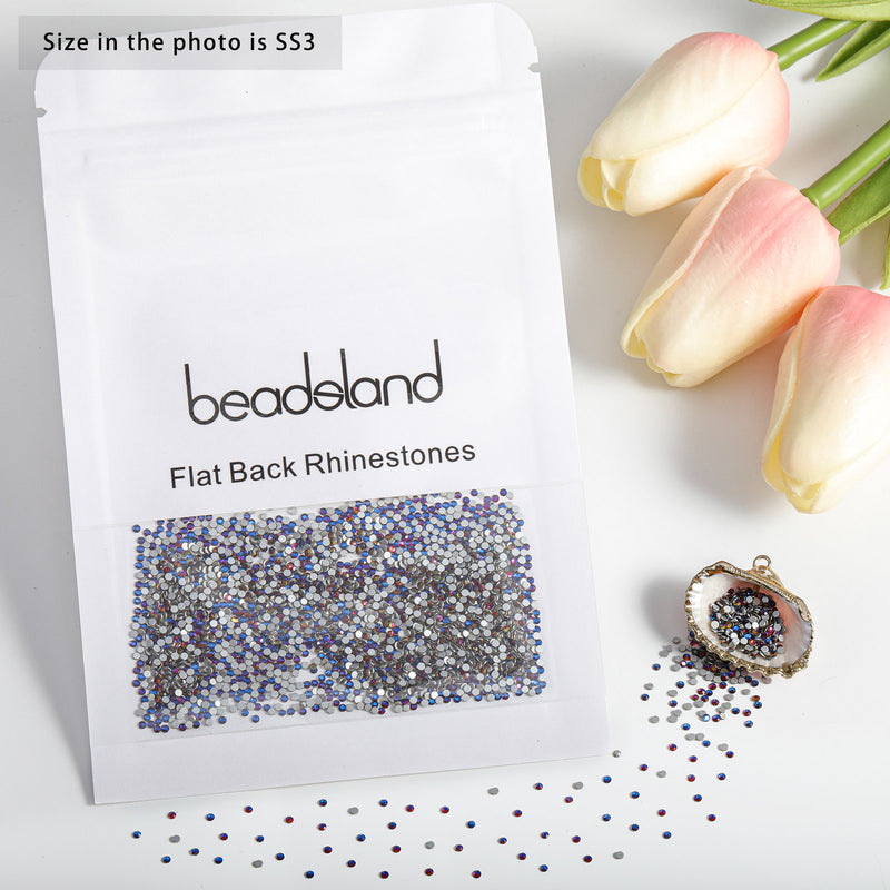 Beadsland Flat Back Crystal Rhinestones Round Gems For Nail Art And Craft Glue Fix - Blue Volcano