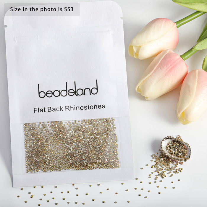 Beadsland Kristall-Strasssteine ​​mit flacher Rückseite, runde Edelsteine ​​für Nagelkunst und Bastelarbeiten, zum Kleben – Metalsunlight