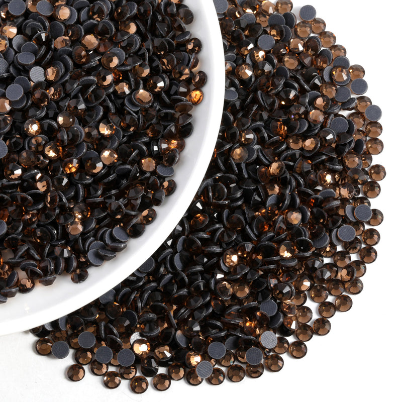 Hotfix Rhinestones Bulk for Crafts Clothes,Hotfix Crystals DIY Decoration, SS6-SS30 - Smoked Topaz