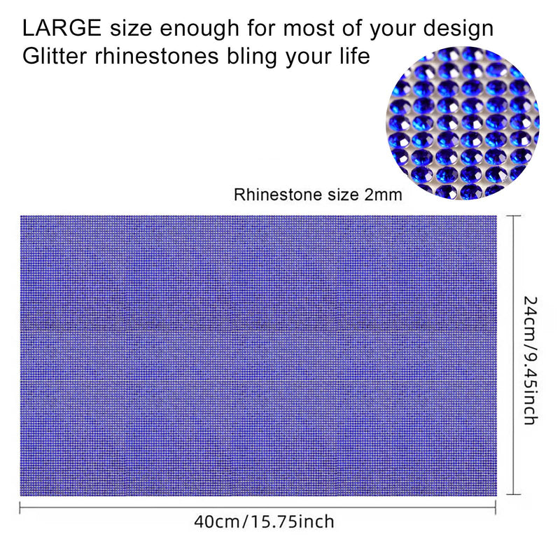 Beadsland Bling Rhinestone Sheet Self Adhesive Glitter Crystal Rhinestones Sticker DIY Gifts Car Decoration 15.75" x 9.45" (Sapphire)