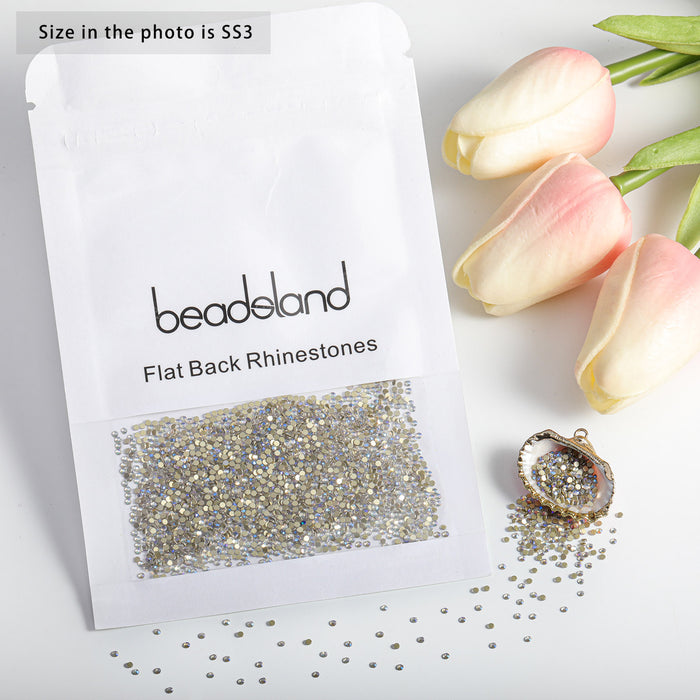 Beadsland Kristall-Strasssteine ​​mit flacher Rückseite, runde Edelsteine ​​für Nagelkunst und Bastelarbeiten, zum Kleben – Blue Moonlight