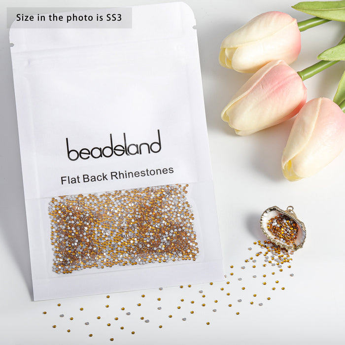 Beadsland Flat Back Crystal Rhinestones Round Gems For Nail Art And Craft Glue Fix - Topaz