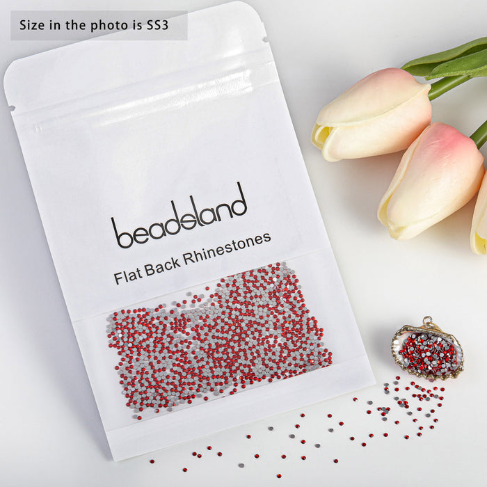 Beadsland Flat Back Crystal Rhinestones Round Gems For Nail Art And Craft Glue Fix - Light Siam