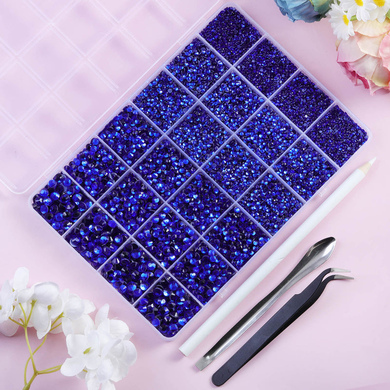 Hotfix Rhinestones Kit,Sapphire, Mixed 5 Sizes 14400pcs