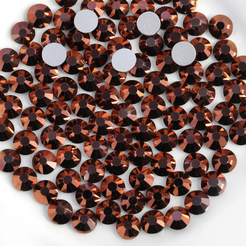 Beadsland Flat Back Crystal Rhinestones Round Gems For Nail Art And Craft Glue Fix- Rose Gold