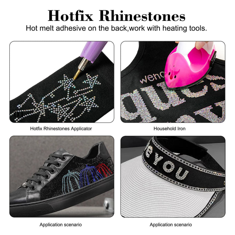 BEADSLAND Hotfix Rhinestones, 4000 PCS Fuchsia Rhinestones for Clothes Crafts Mixed 6 Sizes with Wax Pencil and Tweezers Kit, SS6-SS30, Fuchsia