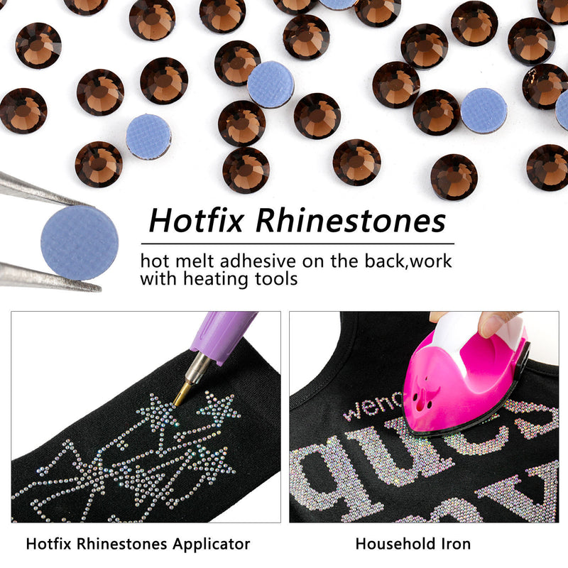 Beadsland Hotfix Rhinestones, Crystal Rhinestones for Crafts Clothes DIY Decoration-Smoked Topaz