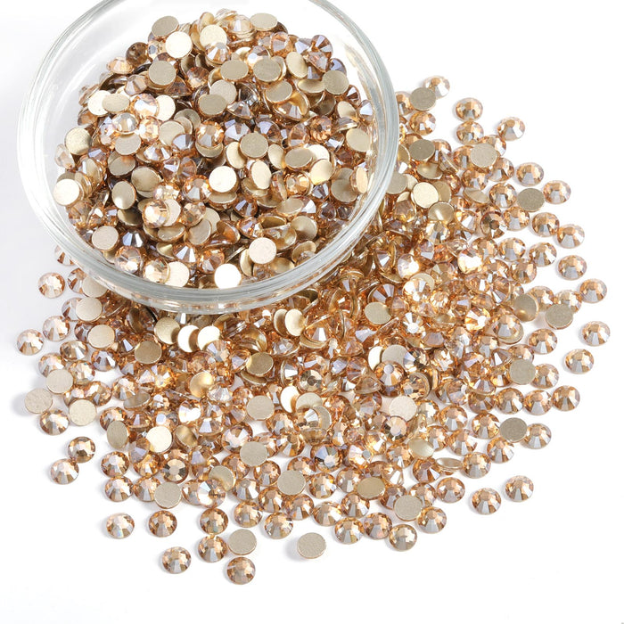 Beadsland Flatback Rhinestones a granel, 14400 piezas de diamantes de imitación para manualidades de uñas, ropa, decoración DIY, SS6-SS30-Golden Shadow