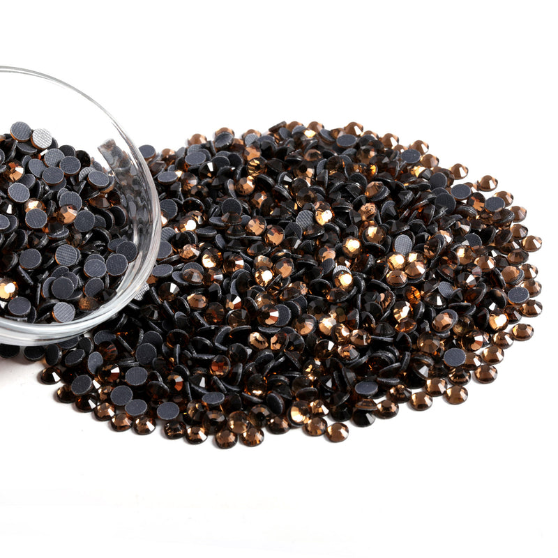 Hotfix Rhinestones Bulk for Crafts Clothes,Hotfix Crystals DIY Decoration, SS6-SS30 - Smoked Topaz