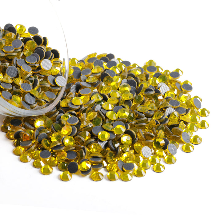 Hotfix Rhinestones Bulk for Crafts Clothes,Hotfix Crystals DIY Decoration, SS6-SS30 - Lemon Yellow