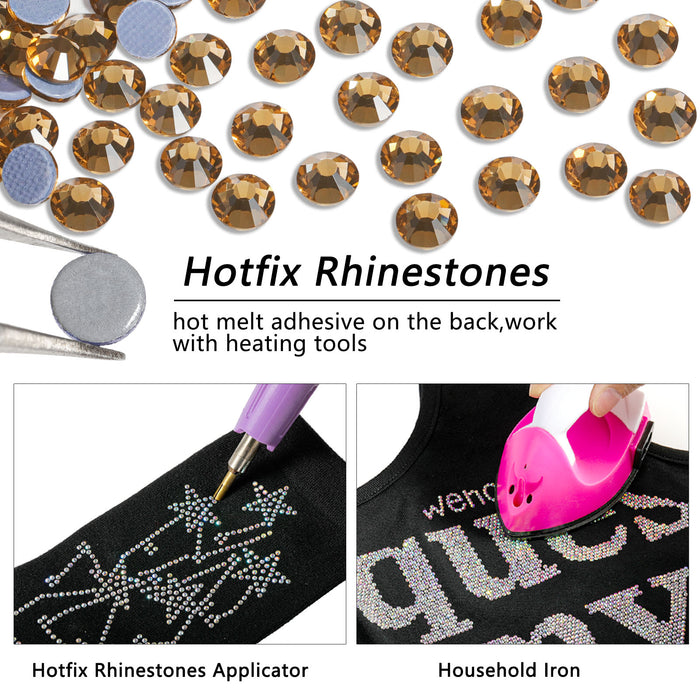 Beadsland Hotfix Rhinestones, diamantes de imitación de cristal para manualidades, ropa, decoración de bricolaje, topacio de Colorado claro