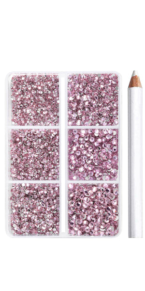 Beadsland 7200 Stück Strasssteine ​​mit flacher Rückseite, Nagelsteine, runde Kristall-Strasssteine ​​zum Basteln, gemischt in 6 Größen mit Wachsstift-Set, SS3-SS10- Crystal AB