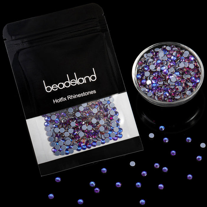 Beadsland Hotfix-Strasssteine, Kristall-Strasssteine ​​zum Basteln von Kleidung, DIY-Dekoration – lila Samt