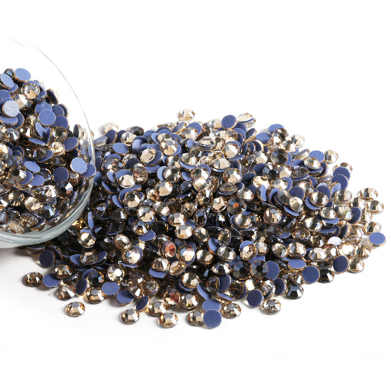 Hotfix Rhinestones Bulk for Crafts Clothes,Hotfix Crystals DIY Decoration, SS6-SS30 - Golden Shadow