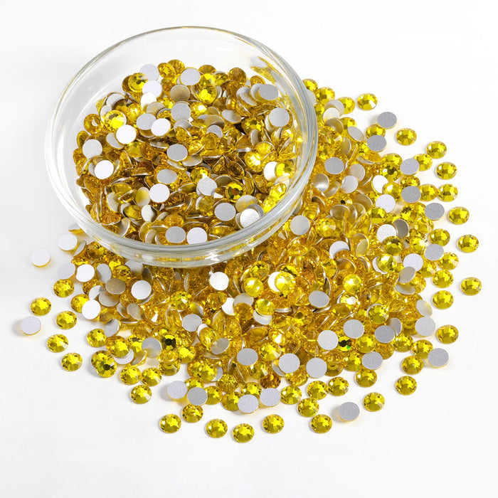 Beadsland Flatback Rhinestones a granel, 14400 piezas de diamantes de imitación para uñas, artesanías, ropa, decoración de bricolaje, SS6-SS30-Lemon Yellow