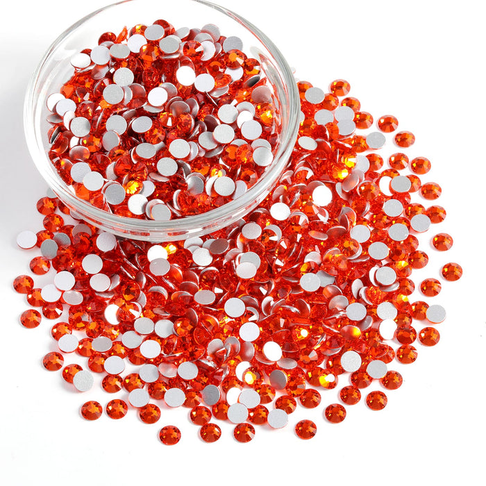 Beadsland Flatback Rhinestones Bulk, Rhinestones for Nails Crafts Clothes DIY Decoration, SS6-SS30-Orange