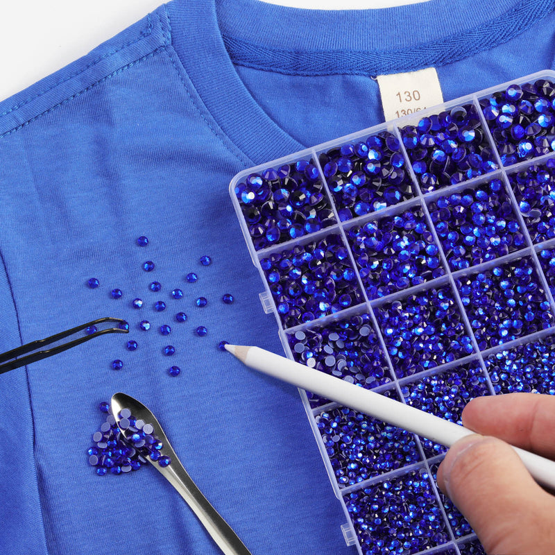 Hotfix Rhinestones Kit,Sapphire, Mixed 5 Sizes 14400pcs