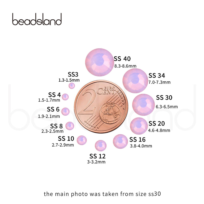 Beadsland Flat Back Crystal Rhinestones Round Gems For Nail Art And Craft Glue Fix - Light Rose Opal