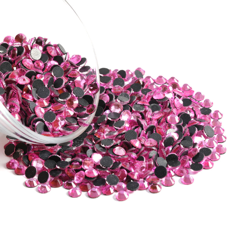 Hotfix Rhinestones Bulk for Crafts Clothes,Hotfix Crystals DIY Decoration, SS6-SS30 - Dark Pink