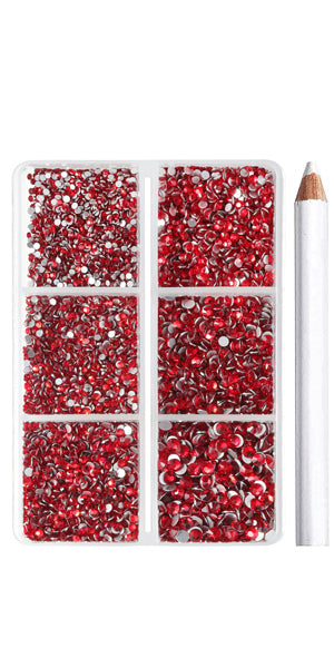 Beadsland 7200pcs Flatback Rhinestones,Nail Gems Round Crystal Rhinestones for Crafts,Mixed 6 Sizes with Wax Pencil Kit, SS3-SS10-Siam