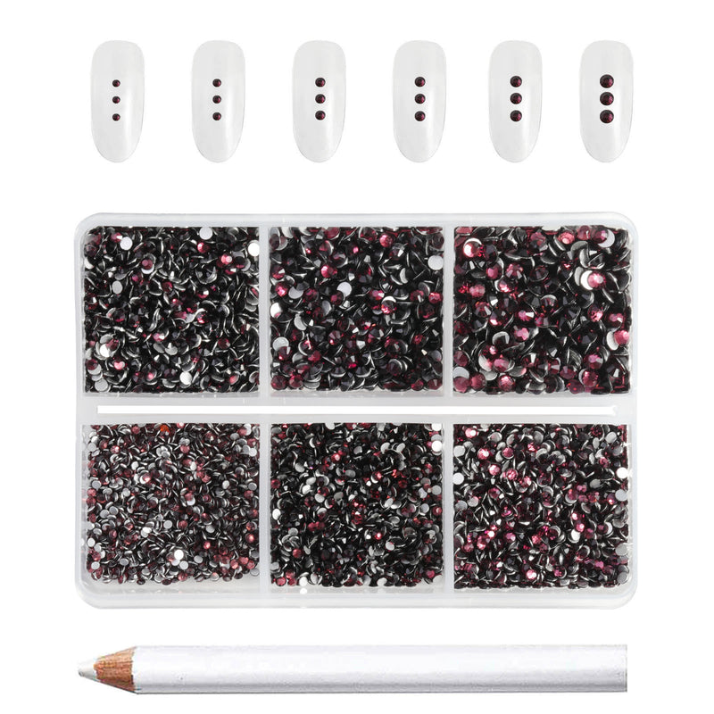 Beadsland 7200pcs Flatback Rhinestones,Nail Gems Round Crystal Rhinestones for Crafts,Mixed 6 Sizes with Wax Pencil Kit, SS3-SS10-Amethyst