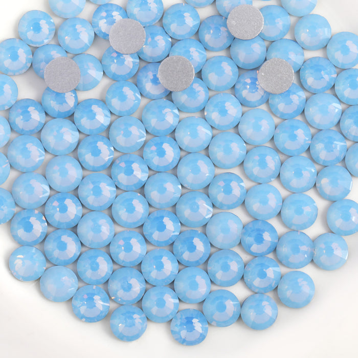 Beadsland Flat Back Crystal Rhinestones Round Gems For Nail Art And Craft Glue Fix - Blue Opal